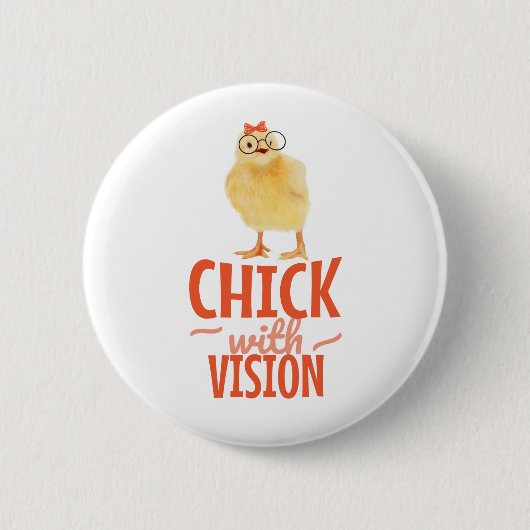Schattig Chick Met Bril - Chick Met Visie Ronde Button 5,7 Cm (Voorkant)