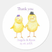 Schattig Chicks Little Birds Custom Wedding Favori Ronde Sticker (Voorkant)