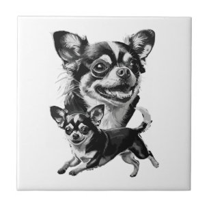 Schattig Chihuahua-duo Zwart en Wit Huisdier Tegeltje