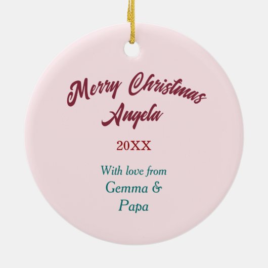 Schattig Chihuahua Puppy Roze Bloemen Kerstmis Keramisch Ornament (Achterkant)