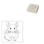 Schattig Chinchilla Front Uitzicht Rubberstempel (Gestempeld)