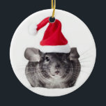 Schattig Chinchilla Santa Model Keramisch Ornament<br><div class="desc">chinchilla grijs schattige schattige kerstkerstkerstfeestdag winterwinter grappige foto - liefje verjaardag</div>