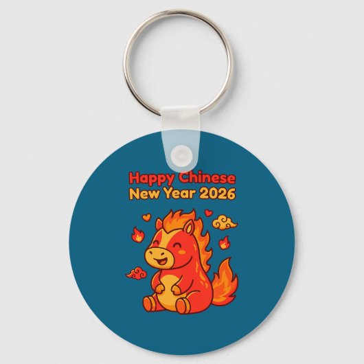 Schattig Chinees Maanspaard Premium Tri Sleutelhanger (Voorkant)
