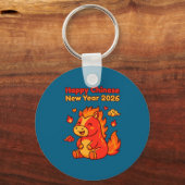 Schattig Chinees Maanspaard Premium Tri Sleutelhanger (Voorkant)
