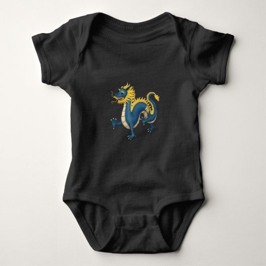 Schattig Chinees Zodiac Dragon Zwart Romper (Voorkant)