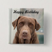 schattig chocolade lab Gelukkige Verjaardag Vierkante Button 5,1 Cm (Voorkant)