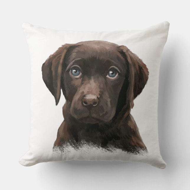 Schattig Chocolade Lab Kussen (Voorkant)
