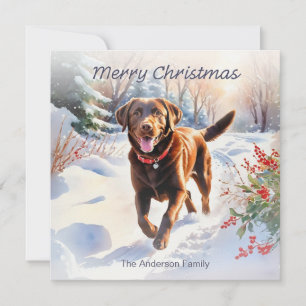 Schattig Chocolade Lab Labrador Hond Vrolijk Kerst Feestdagenkaart