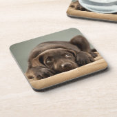 Schattig Chocolade Lab Puppy Design Onderzetter (Linkerzijde)