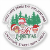 Schattig christelijk PRETTIG KERSTFEES Paddenstoel Sticker (Voorkant)