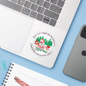 Schattig christelijk PRETTIG KERSTFEES Paddenstoel Sticker (Laptop met iPhone)
