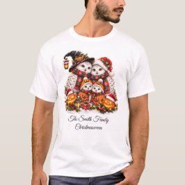 Schattig Christmasween Sneeuwuilgezin Wintervakant T-shirt