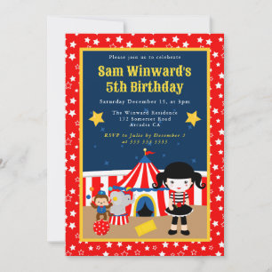 Schattig Circus Meisje Mime Kinderen Verjaardag  Kaart