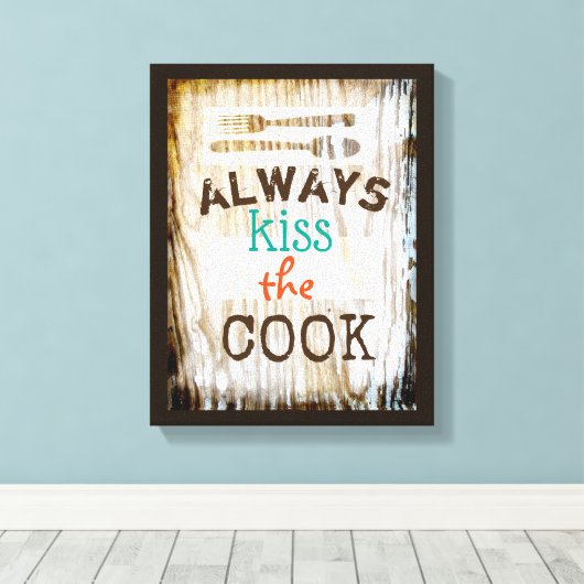 schattig citaat uit bekapte canvas keukenkunst afdruk (Insitu (Houten vloer))