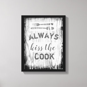 schattig citaat uit bekapte canvas keukenkunst afdruk