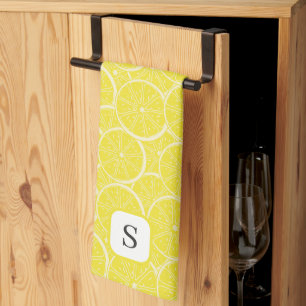 Schattig citroen citrusfruit monogram Initiaal Theedoek
