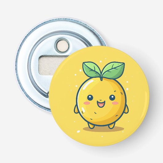 Schattig citroen thema button flesopener (Voorkant)