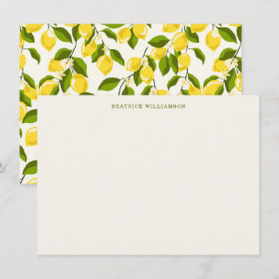 Schattig citroenfruit watercolorpatroon gepersonal notitiekaartje