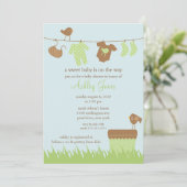 Schattig Clothesline Geslacht Neutraal Baby shower Kaart (Staand voorkant)