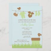 Schattig Clothesline Geslacht Neutraal Baby shower Kaart (Voorkant / Achterkant)