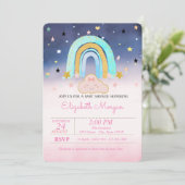 Schattig Cloud Rainbow Stars Ombre Baby shower Kaart (Staand voorkant)