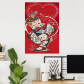 Schattig Clown Bloem Niezen Hart Valentijn Poster (Thuiskantoor)