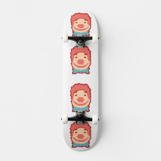 Schattig clown gezicht in pixels persoonlijk skateboard (Voorkant)