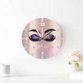 Schattig Cool Trendy Roos Gold Glitter Faux Lahes Grote Klok (Huis)