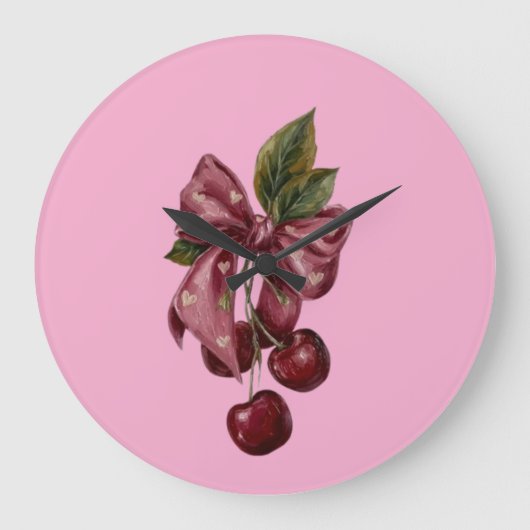Schattig Coquette Kersslinger Roze Esthetisch Grote Klok (Voorkant)