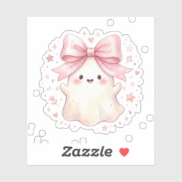 Schattig Coquette Spookje Met Roze Strik Halloween Sticker
