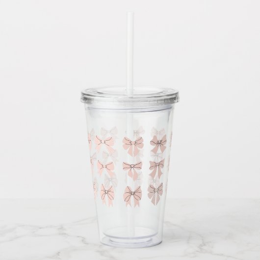 Schattig Coquettestrikpatroon Roze Acryl Drinkbeker (Voorkant)
