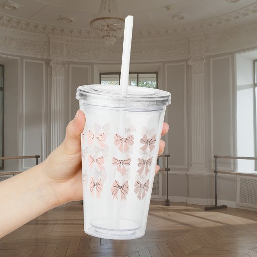 Schattig Coquettestrikpatroon Roze Acryl Drinkbeker