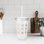 Schattig Coquettestrikpatroon Roze Acryl Drinkbeker