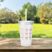 Schattig Coquettestrikpatroon Roze Acryl Drinkbeker