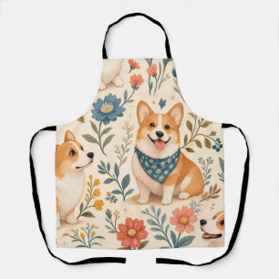 Schattig Corgi Bloem Tuin Patroon Schort