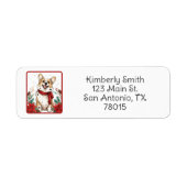 Schattig Corgie Kerst Retouradres Etiket (Voorkant)