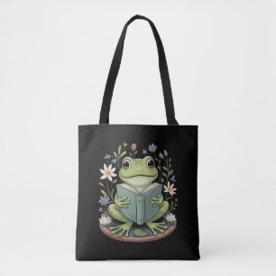 Schattig Cottagecore Bloem Frog Esthetische Natuur Tote Bag