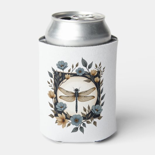 Schattig Cottagecore Bloemendragonfly Esthetische Blikjeskoeler (Blikje Voorkant)