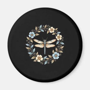 Schattig Cottagecore Bloemendragonfly Esthetische Magneet