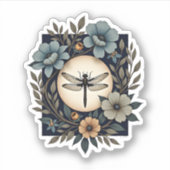 Schattig Cottagecore Bloemendragonfly Esthetische Sticker (Voorkant)