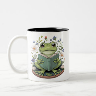 Schattig Cottagecore Bloemenkikkers Esthetische Na Tweekleurige Koffiemok