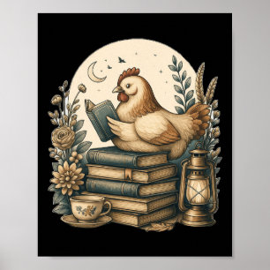 Schattig Cottagecore Esthetische Kip Leest Boek Ne Poster
