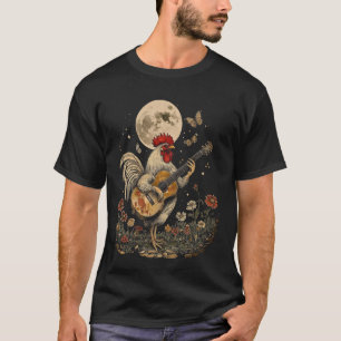 Schattig Cottagecore Grappige Haan die Gitaar Spee T-shirt