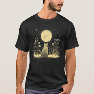 Schattig Cottagecore Kat & Volle Maan Whimsische K T-shirt