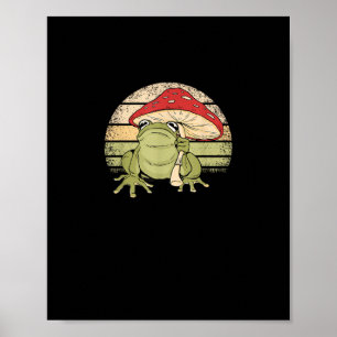 Schattig Cottagecore Kikker Paddenstoel Goblincore Poster