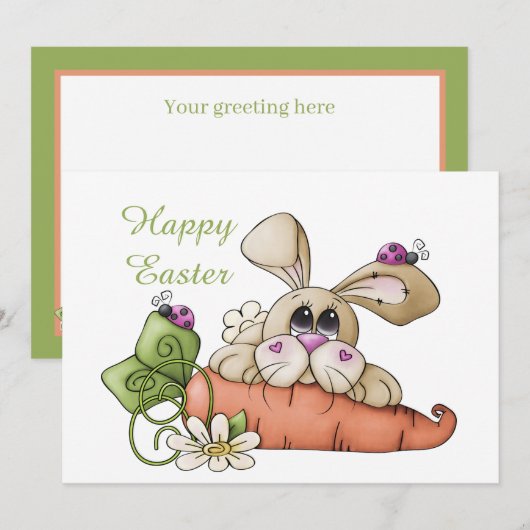 schattig Country Paashaas Feestdagenkaart (Voorkant / Achterkant)