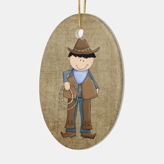 Schattig Cowboy keramisch Ornament (Links)