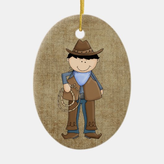 Schattig Cowboy keramisch Ornament (Voorkant)