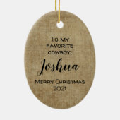 Schattig Cowboy keramisch Ornament (Achterkant)