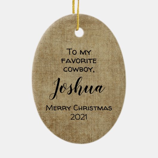 Schattig Cowboy keramisch Ornament (Achterkant)